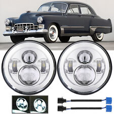 For 1949-1952 Chevy Styleline Deluxe 2x 7 Inch Round Led Headlights Hilo Beam