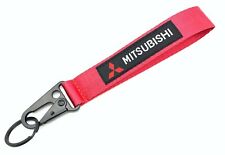 Jdm Mitsubishi Red Racing Keychain Metal Key Ring Hook Strap Lanyard Nylon