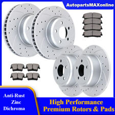 Front Rear Drilled Slotted Brake Rotors And Pads For V6 Dodge Charger Challenger