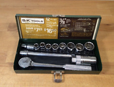 S-k Tools 12 Piece Socket Set Ratchet Metal Box Vintage Usa