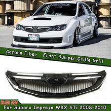 Black Carbon Fiber Front Bumper Grille For 2008-2011 2009 Subaru Impreza Wrx Sti