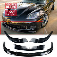 For Corvette C6 Z06 2005-2013 Zr1 Style Glossy Black Front Bumper Splitter Lip