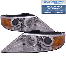 Headlight Set Halogen Chrome Housing Wclear Lens Pair Fits 11-2013 Kia Sorento