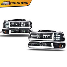 Led Drlfit For 99-02 Chevy Silverado 1500 2500 Hd Headlightbumper Lamps Black
