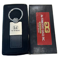 Honda Vtec Black Leather Metal Keychain New In Box