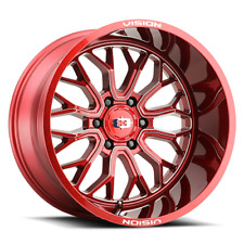 4 New 24x12 Vision 402 Riot Red Milled Spoke 8x165.1 8x6.5 Et-51 Wheels Rims
