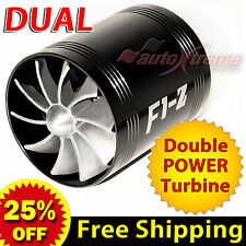 For Ford Air Intake Dual Fan Turbo Supercharger Turbonator Gas Fuel Saver Black