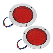 2x 4 Inch Red Round 16 Led Truck Trailer Stop Turn Tail Brake Lights Waterproof