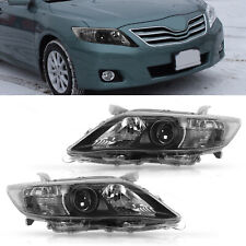 Pair Headlights Driver Passenger Black Housing Fit For 2010-2011 Toyota Camry