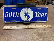 License Plate Vintage Hot Springs Wyoming 50th Year Plate Topper Rustic