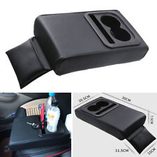 Car Suvs Armrest Center Console Box Leather Cup Holder Storage Bracket Black Pad