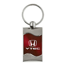 Honda Vtec Keychain Keyring - Burgundy Wave Spun Brushed Metal Key Chain