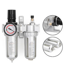 12in Air Compressor Filter Oil Water Separator Trap Tools With Regulator Gauge