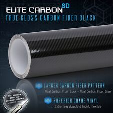 8d Gloss Black Carbon Fiber Big Pattern Vinyl Wrap Roll Bubble Free Air - Large