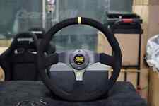 Universal Volante Omp 350mm 14 Flat Suede Leather Racing Sport Steering Wheel