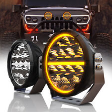 Pair 7 Inch Round Off Road Spot Beam Led Driving Lights Dual Color Drl Truck