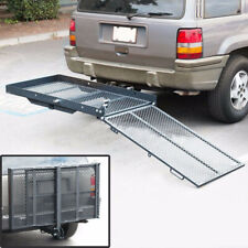 Folding Wheelchair Carrier With Ramp Hitch Mount Steel Cargo Carrier Basket