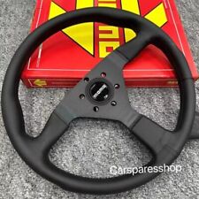 Momo Montecarlo 350mm 14 Genuine Leather Thickened Spoke Black Steering Wheel