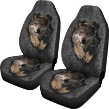 Universal Front Car Seat Covers Set Of 2 For Women Men Wolf Butterfly Pattern