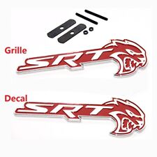1x Grille Hellcat Emblem 1 Decal Srt Badge For Hellcat Genuine Parts Chrome Red
