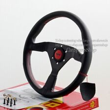 Momo Montecarlo 350mm 14 Genuine Leather Thickened Spoke Steering Wheel-red