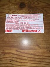 1985 Toyota Diesel Pickup Truck4runner Fed Emissions Decal Repro 2l 10