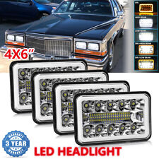 For Cadillac Fleetwood Deville 75-86 4x 4x6 Led Headlights Hi-lo Drl Angel Eyes