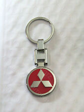 For Mitsubishi Metal Chrome Emblem Red Style Keychain Key Fob Ring
