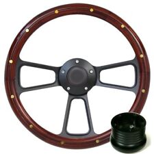 Wood Steering Wheel Complete Billet Kit For Ford Mustang Galaxie Thunderbird