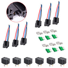 New 12v Dc 4030 Amp 4-pin Automotive Relay Harness Set Switch Fuse 6 Pack