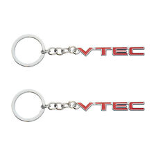 2x Silver Red Vtec Logo Car Keychain Keyring Fashion Accessories Key Fobs