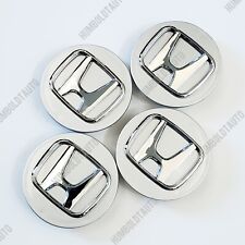 4 Gloss Silver Wheel Rim Center Caps With Chrome Logo For Honda 69mm2.75