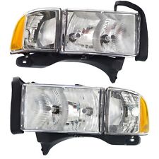 Headlight Set For 99-02 Dodge Ram 1500 2500 3500 Left And Right With Bulbs Pair