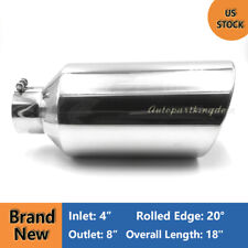 4 Inlet 8 Outlet 18 Long Stainless Steel Rolled Edge Exhaust Tip Diesel