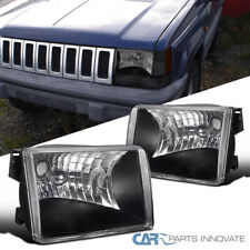 Black Fits 1993-1998 Jeep Grand Cherokee Headlights Lamps Leftright Replacement