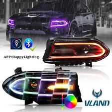Pair Led Projector Headlights Rgb Color Change Lamps For 2015-2023 Dodge Charger