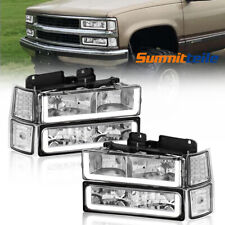 Chrome Drl Headlights Bumper Lamps For 1994-98 Silverado C10 Ck 1500 2500 3500
