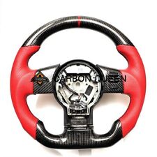 Real Carbon Fiber Steering Wheel For Nissan 350z Red Leather Ring