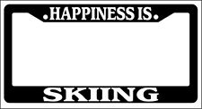 Black License Plate Frame Happiness Is... Skiing Auto Accessory Novelty