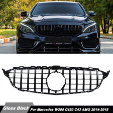 For Mercedes W205 C300 C450 C43 Amg 2014-2018 Gtr Style Front Grille Gloss Black