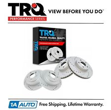 Trq Performance Drilled Slotted Coated Rotor Front Rear Set Of 4 For Subaru