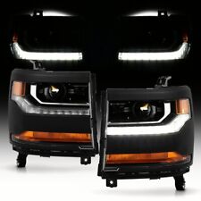 Led Drl Headlights For 2016-2019 Chevy Silverado 1500 Projector Hidxenon Pairs