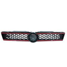 For 2011-2014 Vw Jetta Hex Mesh Front Grille - Carbon Fiber Print W Red Trim