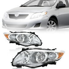 Headlights For 2009-2010 Toyota Corolla Leftright Chrome Housing Amber Pair