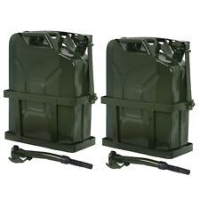 2x Jerry Can Tank W Holder Steel 5gallon 20l Army Backup Military Green