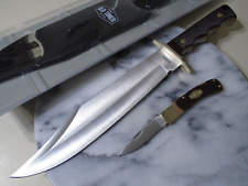 Old Timer Full Tang Bowie Fixed Blade Lockback Pocket Knife Set Sheath 1200625