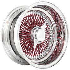 13x7 La Wire Wheels Reverse 100-spoke Straight Lace Chrome With Red Spoke W14