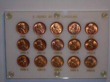 1946 To 1950 Pds Bu Lincoln Cent Set With 15 Coins In Special Lucite Holder