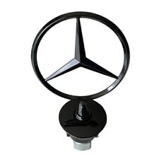 Front Hood Ornament Mounted Star Glossy Black Standing Logo For Mercedes Benz