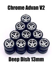 5x Chrome Advan V2 1313mm Deep Dish Wheels Rubber Tires For 164 H0t Wheelz